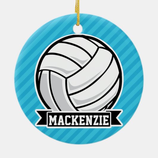 Volleyball; Sky Blue Stripes Keramisch Ornament (Achterkant)