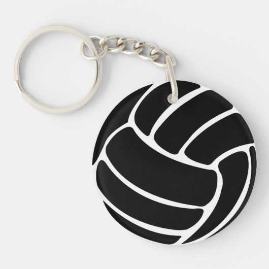 Volleyball Sleutelhanger met naam zwart (Voorkant)