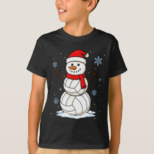 Volleyball Sneeuwman Prettig Kerstmis Grappig Srts T-shirt