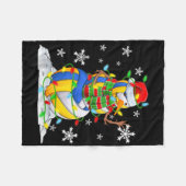 Volleyball Snowman Christmas Tree Lights Xma T Shi Fleece Deken (Voorkant (Horizontaal))