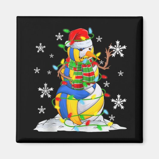 Volleyball Snowman Christmas Tree Lights Xma T Shi Magneet (Voorkant)