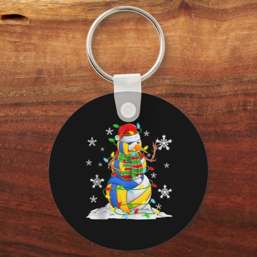 Volleyball Snowman Christmas Tree Lights Xma T Shi Sleutelhanger (Voorkant)