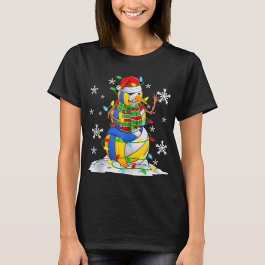 Volleyball Snowman Christmas Tree Lights Xma T-shirt (Voorkant)