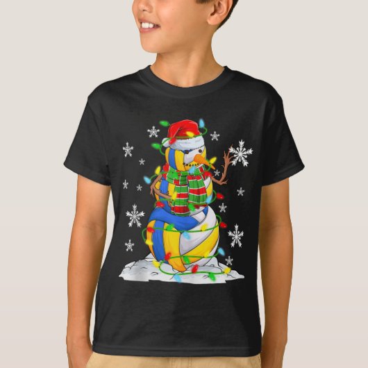 Volleyball Snowman Christmas Tree Lights Xma T-shirt (Voorkant)