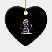 Volleyball Snowman Funny Kerstpyjamas Matchin Keramisch Ornament (Achterkant)
