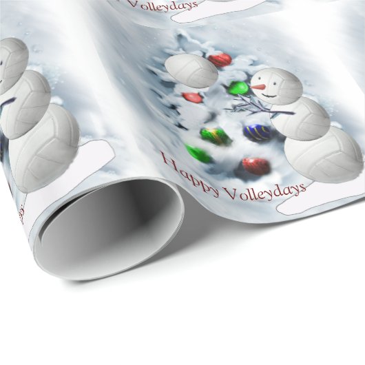 Volleyball Snowman Kerstmis Cadeaupapier (Rol Hoek)