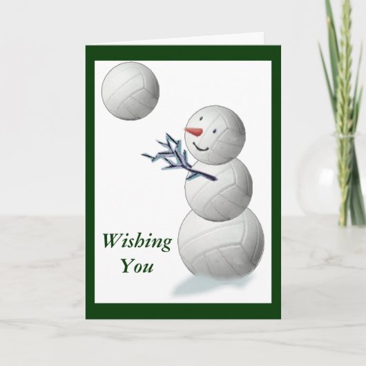 Volleyball Snowman Kerstmis Feestdagen Kaart (Voorkant)
