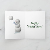 Volleyball Snowman Kerstmis Feestdagen Kaart (Binnen)