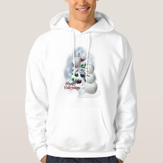 Volleyball Snowman Kerstmis Hoodie (Voorkant)