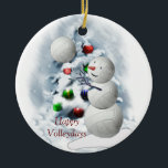 Volleyball Snowman Kerstmis Keramisch Ornament<br><div class="desc">Volleyball Snowman is gewoon te schattig en zal geliefd zijn bij alle volleybalfans. Volledig aanpasbaar om u aan te passen met uw foto's en tekst als u wilt.</div>