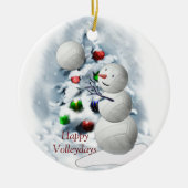Volleyball Snowman Kerstmis Keramisch Ornament (Voorkant)