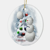 Volleyball Snowman Kerstmis Keramisch Ornament (Links)