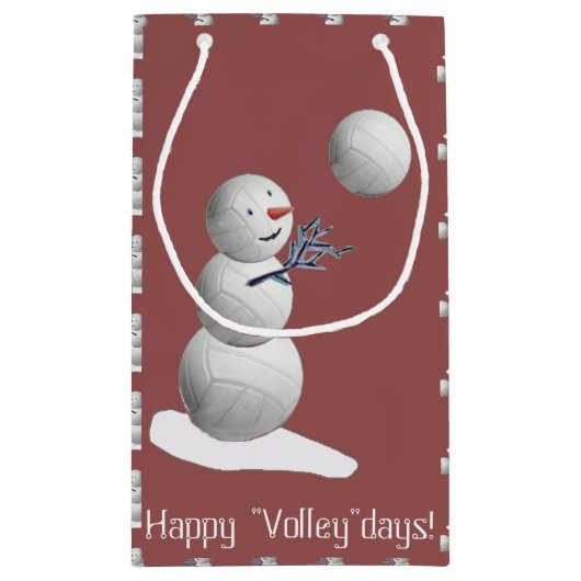 Volleyball Snowman Kerstmis Klein Cadeauzakje (Achterkant)