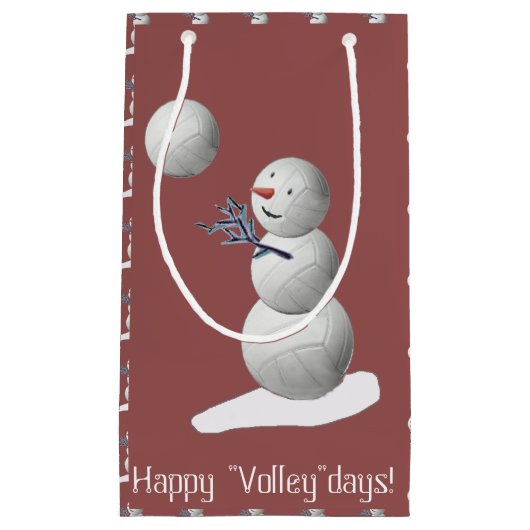 Volleyball Snowman Kerstmis Klein Cadeauzakje (Voorkant)