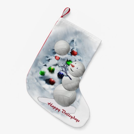 Volleyball Snowman Kerstmis Kleine Kerstsok (Voorkant (Hangend))