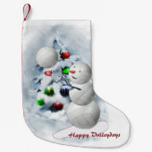 Volleyball Snowman Kerstmis Kleine Kerstsok (Voorkant)