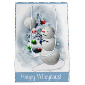 Volleyball Snowman Kerstmis Medium Cadeauzakje (Achterkant)