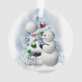 Volleyball Snowman Kerstmis Ornament (achterkant)