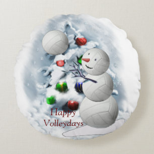 Volleyball Snowman Kerstmis Rond Kussen