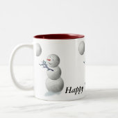 Volleyball Snowman Kerstmis Tweekleurige Koffiemok (Links)