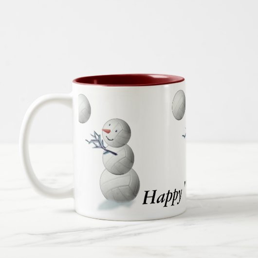 Volleyball Snowman Kerstmis Tweekleurige Koffiemok (Links)
