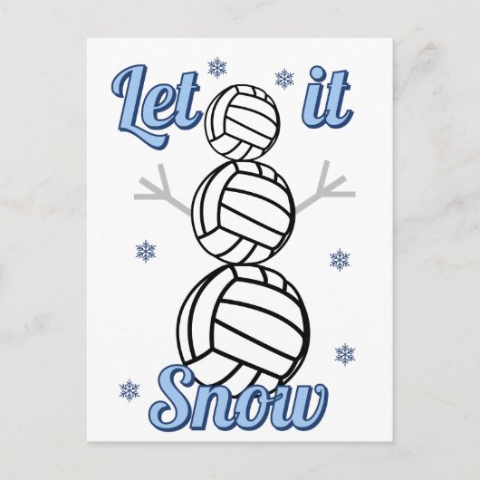 Volleyball Snowman Let It Snow Postcard Feestdagenkaart (Voorkant)