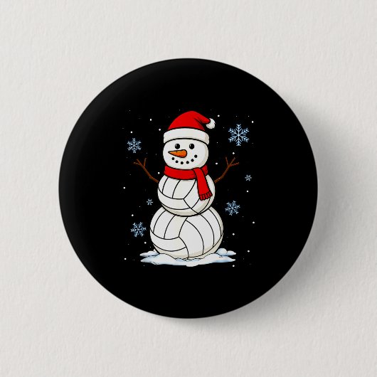 Volleyball Snowman Merry Christmas Funny Srts Xmas Ronde Button 5,7 Cm (Voorkant)