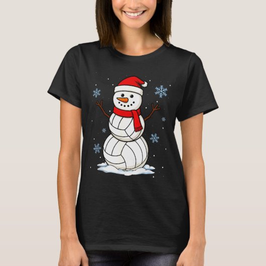 Volleyball Snowman Merry Christmas Funny Srts Xmas T-shirt (Voorkant)