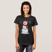 Volleyball Snowman Merry Christmas Funny Srts Xmas T-shirt (Voorkant volledig)
