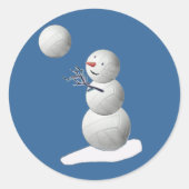 Volleyball Snowman Ronde Sticker (Voorkant)