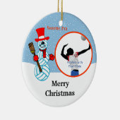 Volleyball Snowman Team/Player Photo Ornament (Rechts)