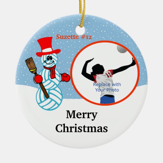 Volleyball Snowman Team/Player Photo Ornament (Voorkant)