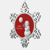 Volleyball Snowman Tin Sneeuwvlok Ornament (Rechts)