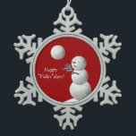 Volleyball Snowman Tin Sneeuwvlok Ornament<br><div class="desc">Wat een dikke taart is deze schattige sneeuwman... ...  een geweldige versiering om de kerstboom te versieren voor elke sportliefhebber.</div>