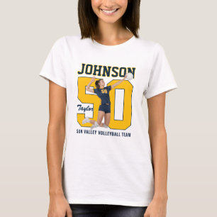 Volleyball Speler Nummer Aangepaste Foto Geel T-shirt