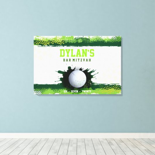 VOLLEYBALL SPLASH Bar Mitzvah Sign In Memory Board Canvas Afdruk (Insitu (Houten vloer))