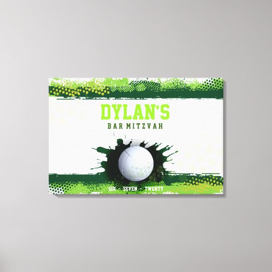 VOLLEYBALL SPLASH Bar Mitzvah Sign In Memory Board Canvas Afdruk (Voorkant)
