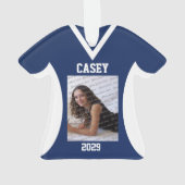 Volleyball Sports Jersey Blue met Photo Ornament (achterkant)