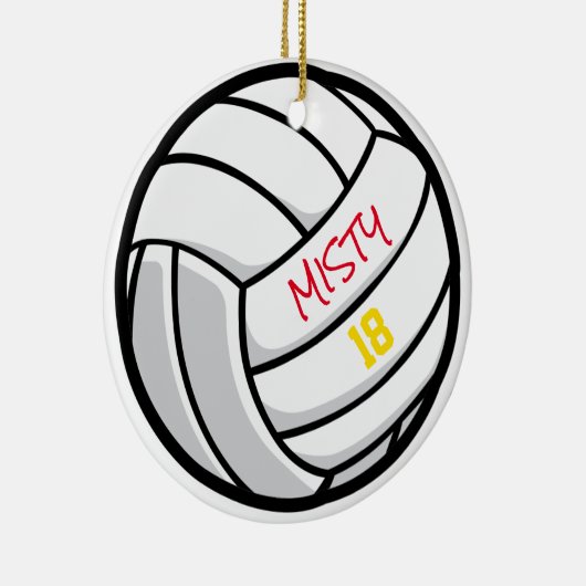 Volleyball Team Custom Player Number Jaar Keramisch Ornament (Rechts)