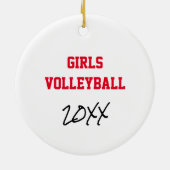 Volleyball Team Custom Player Number Jaar Keramisch Ornament (Achterkant)
