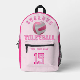 Volleyball Team Name Custom Sports Rose pink Bedrukte Rugzak