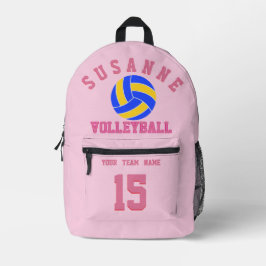 Volleyball Team Name Custom Sports Rose pink Print Bedrukte Rugzak