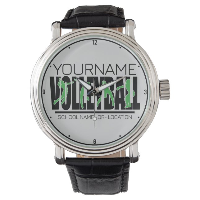 Volleyball Team Player ADD NAME School Top Athlete Horloge (Voorkant)