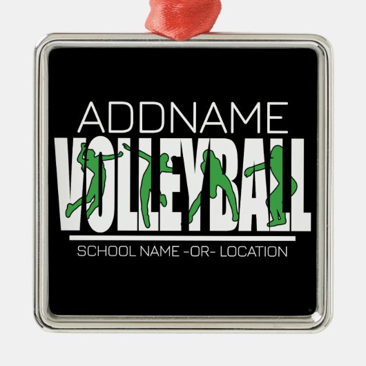 Volleyball Team Player ADD NAME School Top Athlete Metalen Ornament (Voorkant)