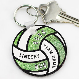 Volleyball Team Player Green Glitter Sleutelhanger