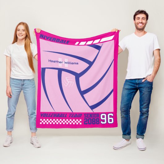 Volleyball Team Senior Night Gift Futuristic Y2K Fleece Deken (In situ)