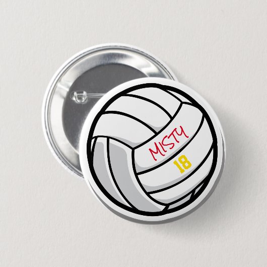 Volleyball Team Spirit Player Name Number Ronde Button 5,7 Cm (Voorkant /achterkant)