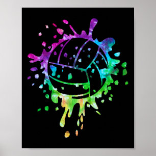 Volleyball Tie Dye Girls Distress Ball Poster