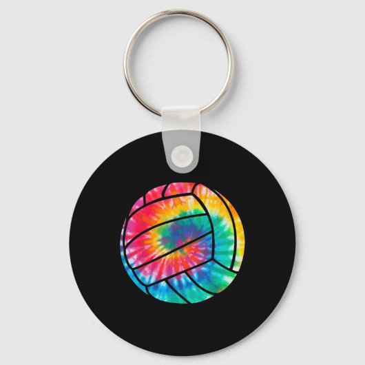 Volleyball Tie Dye Hippie Beach Volleyball Player Sleutelhanger (Voorkant)