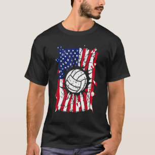 Volleyball Torn Usa American Flag Volleyball Playe T-shirt
